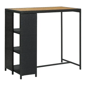 Bartafel met opbergrek 120x60x110 cm poly rattan zwart Bartafel met opbergrek 120x60x110 cm poly rattan zwart