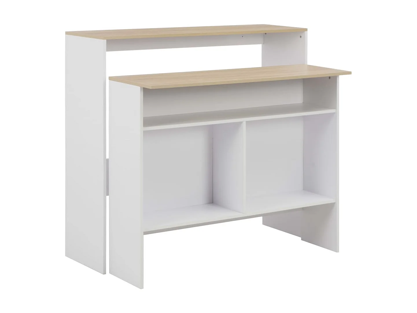 Bartafel met 2 tafelbladen 130x40x120 cm wit en eikenkleurig