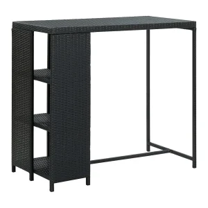 Bartafel met opbergrek 120x60x110 cm poly rattan zwart Bartafel met opbergrek 120x60x110 cm poly rattan zwart