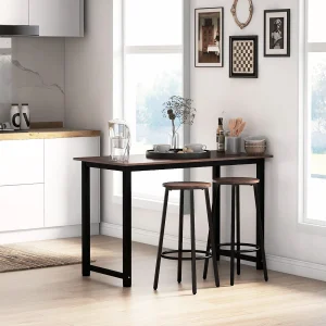 Barkruk set van 2, industrieel design, met voetenbankje, metalen frame, tot 120 kg, bruin Barkruk set van 2, industrieel design, met voetenbankje, metalen frame, tot 120 kg, bruin