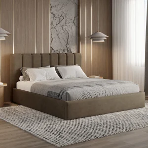 BESILIO Gestoffeerd bed met opbergruimte 200×200 Nuvia – slank bed met zacht hoofdbord en metalen frame – Bruin BESILIO Gestoffeerd bed met opbergruimte 200×200 Nuvia – slank bed met zacht hoofdbord en metalen frame – Bruin