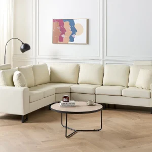 Hoekbank STOCKHOLM Leer Crème 6-zitter Rechterzijde Hoekbank STOCKHOLM Leer Crème 6-zitter Rechterzijde