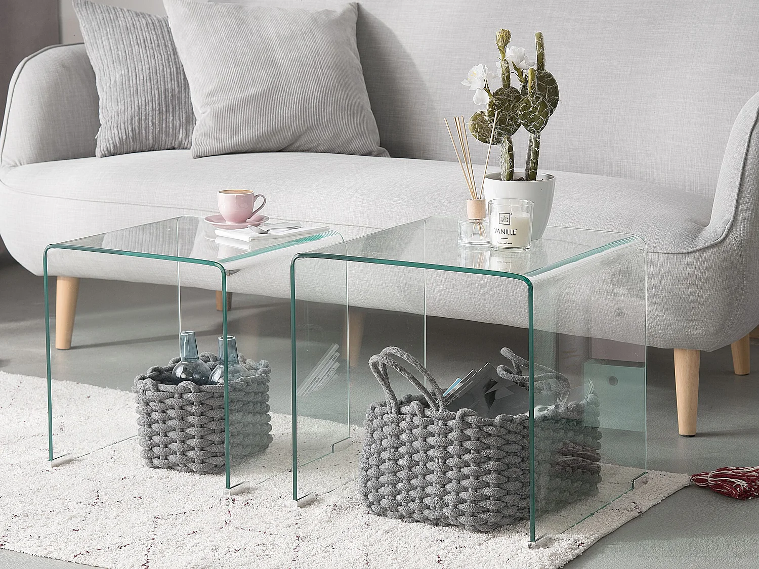 Set van 2 bijzettafels KENDALL Veiligheidsglas Transparant