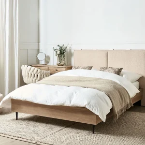 Bed Bouclé IZERNORE 140 x 200 cm Beige Bed Bouclé IZERNORE 140 x 200 cm Beige