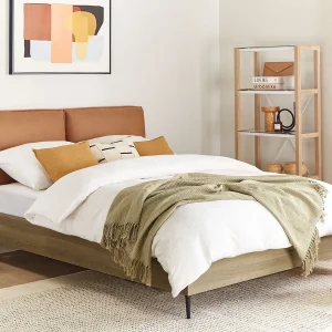 Bed Kunstleer LIMANTON 140 x 200 cm Goudbruin Bed Kunstleer LIMANTON 140 x 200 cm Goudbruin