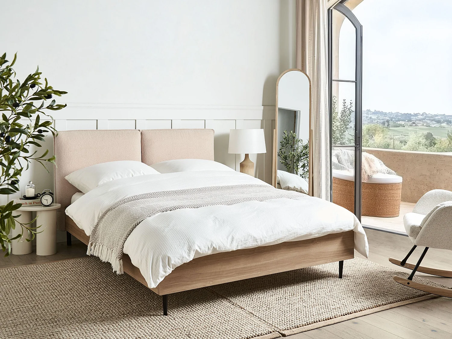 Bed Bouclé LIMANTON 140 x 200 cm Beige