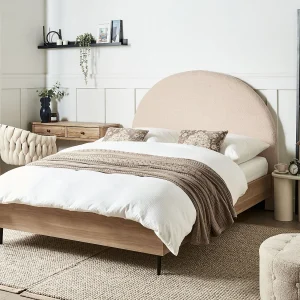 Bed Bouclé MILLAY 140 x 200 cm Beige