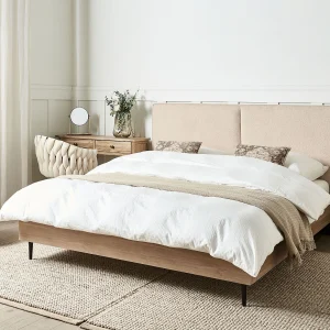 Bed Bouclé IZERNORE 160 x 200 cm Beige Bed Bouclé IZERNORE 160 x 200 cm Beige