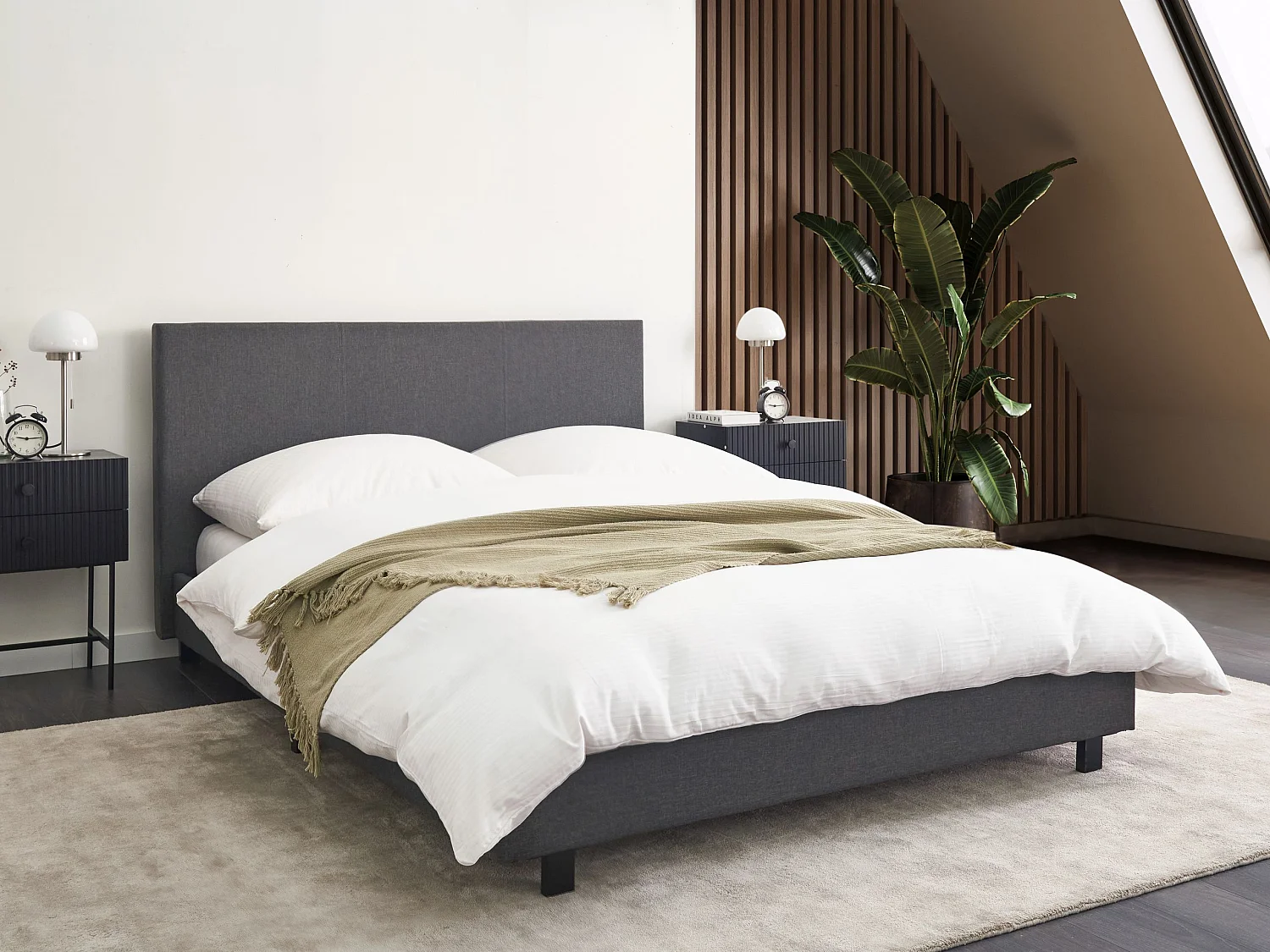 Bed Stof ALBI 140 x 200 cm Grijs