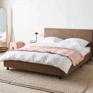 Bed Bouclé ALBI 180 x 200 cm Bruin