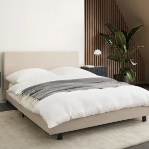 Bed Stof ALBI 140 x 200 cm Beige Bed Stof ALBI 140 x 200 cm Beige