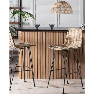Set van 2 barstoelen CASSITA Rotan Natuurlijk Set van 2 barstoelen CASSITA Rotan Natuurlijk