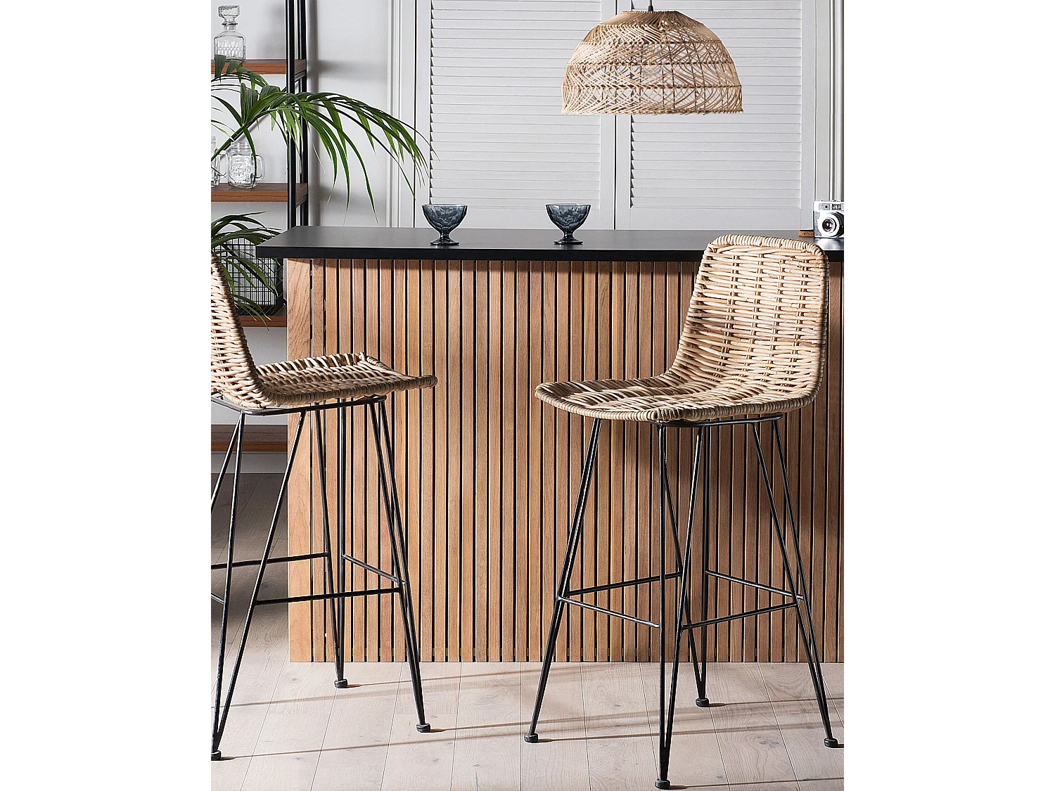 Set van 2 barstoelen CASSITA Rotan Natuurlijk