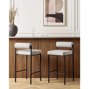 Set van 2 barstoelen AMAYA Lichtgrijs Set van 2 barstoelen AMAYA Lichtgrijs