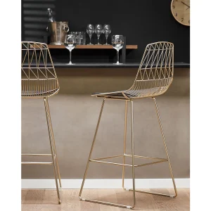 Set van 2 barstoelen PRESTON Metaal Goud Set van 2 barstoelen PRESTON Metaal Goud