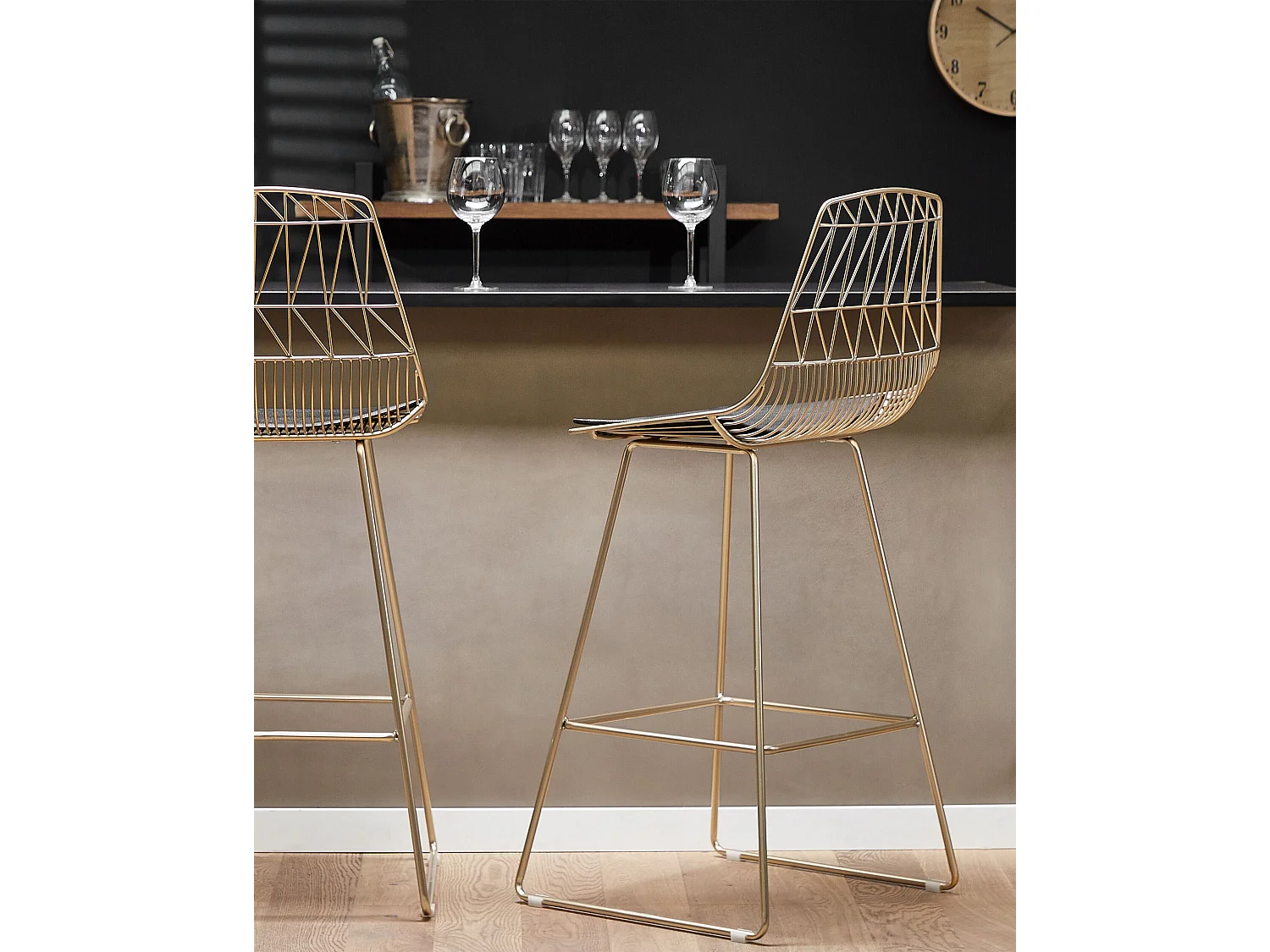 Set van 2 barstoelen PRESTON Metaal Goud