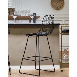 Set van 2 barstoelen PRESTON Metaal Zwart Set van 2 barstoelen PRESTON Metaal Zwart