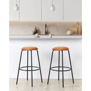 Set van 2 barkrukken MORTON Fluweel Oranje Set van 2 barkrukken MORTON Fluweel Oranje