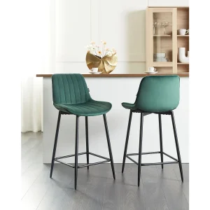 Set van 2 barstoelen DUBROVNIK Fluweel Smaragdgroen Set van 2 barstoelen DUBROVNIK Fluweel Smaragdgroen