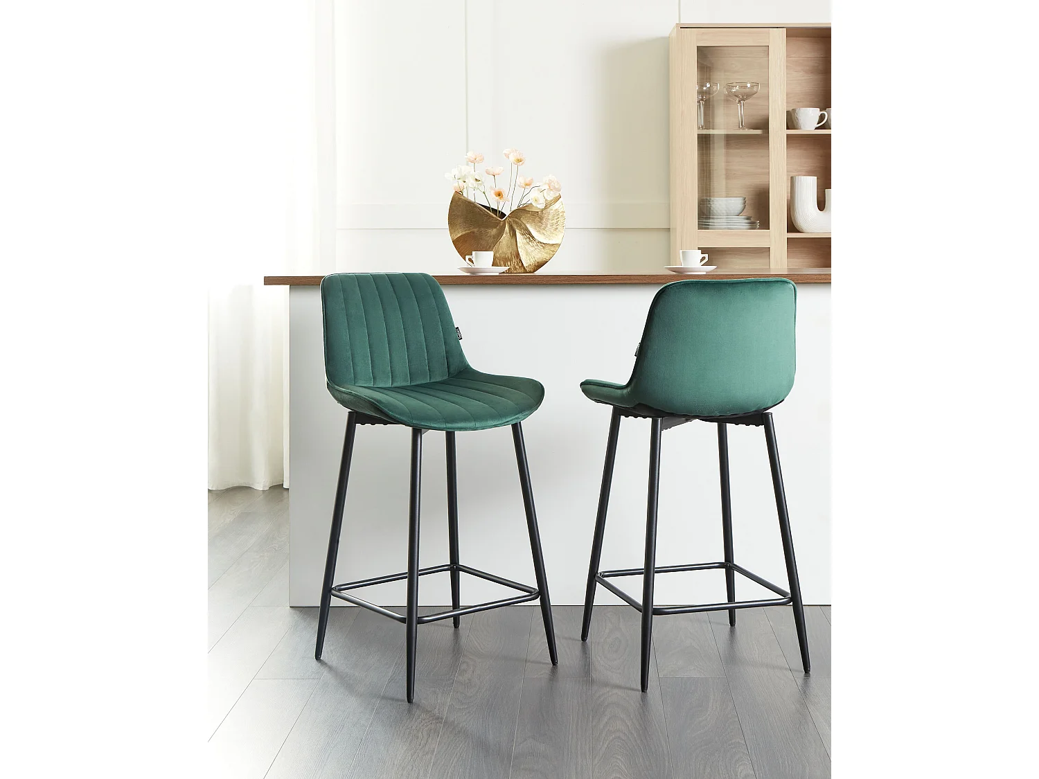 Set van 2 barstoelen DUBROVNIK Fluweel Smaragdgroen