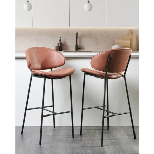 Set van 2 barstoelen KIANA Kunstleer Bruin Set van 2 barstoelen KIANA Kunstleer Bruin
