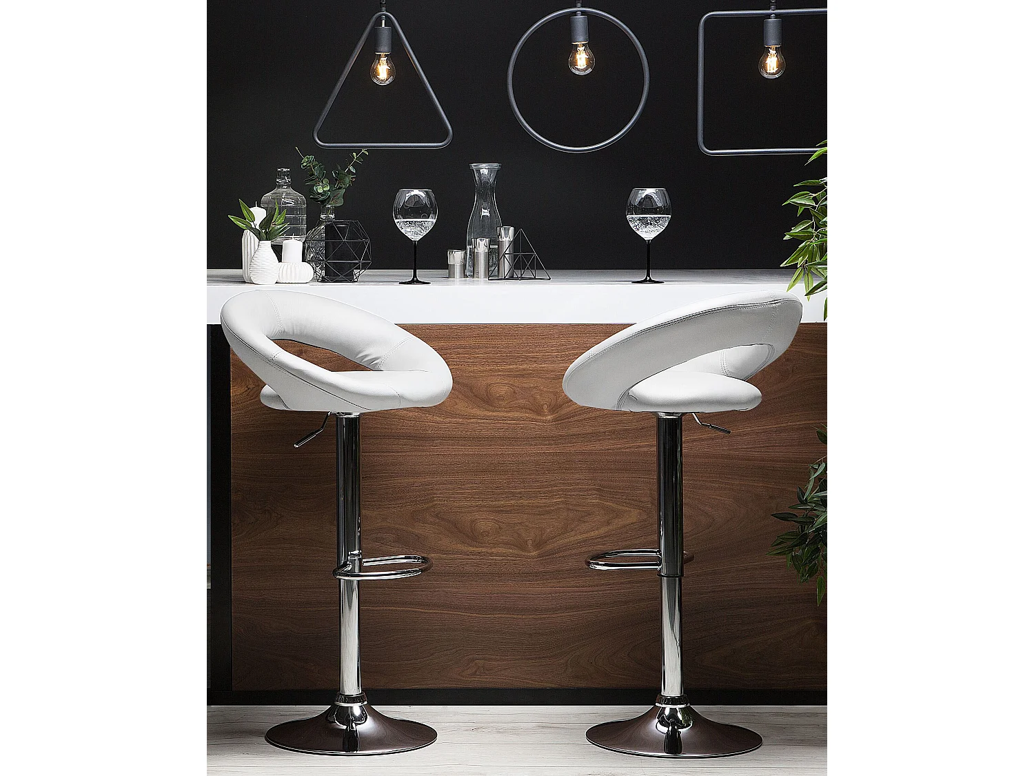 Set van 2 barstoelen PEORIA Kunstleer Draaibaar Wit