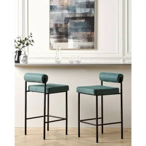 Set van 2 barstoelen AMAYA Blauwgroen Set van 2 barstoelen AMAYA Blauwgroen