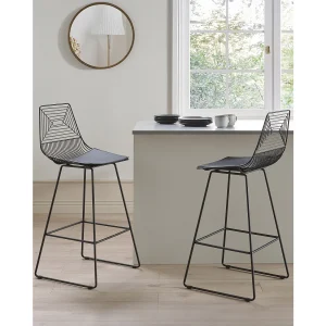 Set van 2 barstoelen BISBEE Metaal Zwart Set van 2 barstoelen BISBEE Metaal Zwart