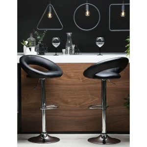 Set van 2 barstoelen PEORIA Kunstleer Draaibaar Zwart Set van 2 barstoelen PEORIA Kunstleer Draaibaar Zwart