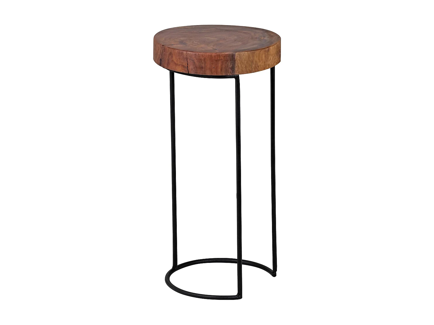 Bijzettafel AKOLA - Massief sheeshamhout 28x28x55cm - Boomstamvorm uniek design