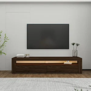 "Bati" Houten TV-standaard – Bruin, LED-verlichting, Muurbevestiging – 150 x 36 x 46 cm "Bati" Houten TV-standaard – Bruin, LED-verlichting, Muurbevestiging – 150 x 36 x 46 cm