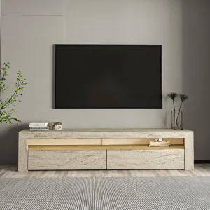"Bati" Houten TV-standaard – Travertin – LED-verlichting – 150 x 36 x 46 cm – Hanah Home Collectie "Bati" Houten TV-standaard – Travertin – LED-verlichting – 150 x 36 x 46 cm – Hanah Home Collectie