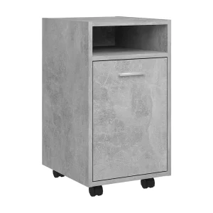 Bijzetkast met wielen 33x38x60 cm bewerkt hout betongrijs Bijzetkast met wielen 33x38x60 cm bewerkt hout betongrijs
