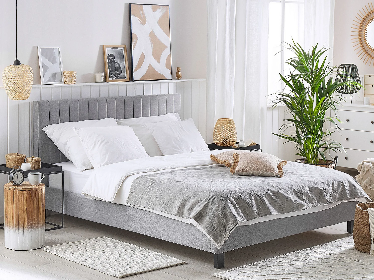 Bed Stof POITIERS 180 x 200 cm Lichtgrijs