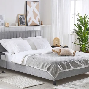 Bed Stof POITIERS 140 x 200 cm Lichtgrijs Bed Stof POITIERS 140 x 200 cm Lichtgrijs