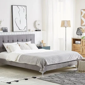 Bed Fluweel AMBERT 140 x 200 cm Grijs