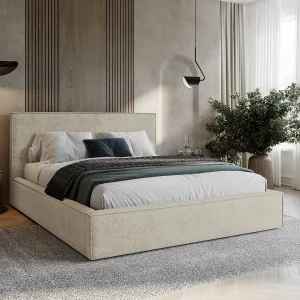 BESILIO Gestoffeerd bed voor slaapkamer 200×200 Zanzi – metalen frame, opbergruimte, decoratieve bies, chenille stof – Beige BESILIO Gestoffeerd bed voor slaapkamer 200×200 Zanzi – metalen frame, opbergruimte, decoratieve bies, chenille stof – Beige