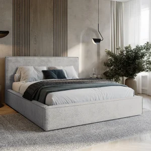 BESILIO Gestoffeerd bed voor slaapkamer 160×200 Zanzi – metalen frame, opbergruimte, decoratieve bies, chenille stof – Lichtgrijs BESILIO Gestoffeerd bed voor slaapkamer 160×200 Zanzi – metalen frame, opbergruimte, decoratieve bies, chenille stof – Lichtgrijs