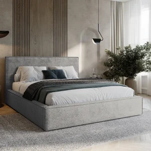 BESILIO Gestoffeerd bed voor slaapkamer 160×200 Zanzi – metalen frame, opbergruimte, decoratieve bies, chenille stof – Grijs BESILIO Gestoffeerd bed voor slaapkamer 160×200 Zanzi – metalen frame, opbergruimte, decoratieve bies, chenille stof – Grijs