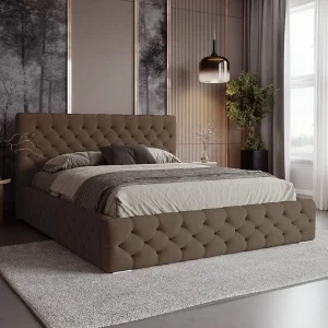 BESILIO Chesterfield bed 120×200 – gestoffeerd bed met opbergruimte, capitonne knopen, luxe slaapkamerbed, opbergbed, fluweel look – Bruin BESILIO Chesterfield bed 120×200 – gestoffeerd bed met opbergruimte, capitonne knopen, luxe slaapkamerbed, opbergbed, fluweel look – Bruin