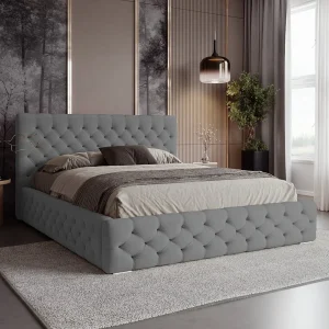 BESILIO Chesterfield bed 120×200 – gestoffeerd bed met opbergruimte, capitonne knopen, luxe slaapkamerbed, opbergbed, fluweel look – Grijs BESILIO Chesterfield bed 120×200 – gestoffeerd bed met opbergruimte, capitonne knopen, luxe slaapkamerbed, opbergbed, fluweel look – Grijs