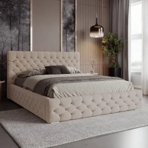 BESILIO Chesterfield bed 120×200 – gestoffeerd bed met opbergruimte, capitonne knopen, luxe slaapkamerbed, opbergbed, fluweel look – Beige BESILIO Chesterfield bed 120×200 – gestoffeerd bed met opbergruimte, capitonne knopen, luxe slaapkamerbed, opbergbed, fluweel look – Beige