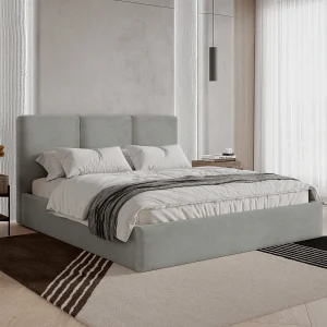 BESILIO Gestoffeerd bed met opbergruimte 140×200 Mira – slank, minimalistisch bed met metalen frame – Grijs BESILIO Gestoffeerd bed met opbergruimte 140×200 Mira – slank, minimalistisch bed met metalen frame – Grijs