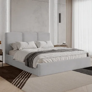 BESILIO Gestoffeerd bed met opbergruimte 160×200 Mira – slank, minimalistisch bed met metalen frame – Lichtgrijs BESILIO Gestoffeerd bed met opbergruimte 160×200 Mira – slank, minimalistisch bed met metalen frame – Lichtgrijs
