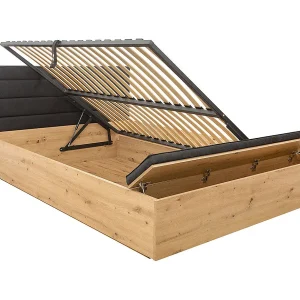 Bedstee 160×200 met bank en lattenbodem Glenn Wood en Zwart Bedstee 160×200 met bank en lattenbodem Glenn Wood en Zwart