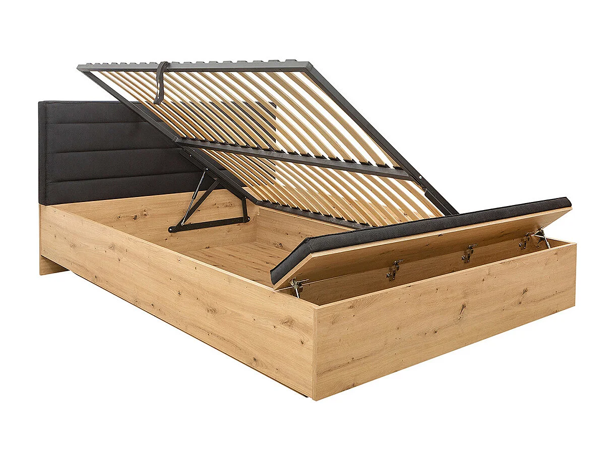 Bedstee 160x200 met bank en lattenbodem Glenn Wood en Zwart