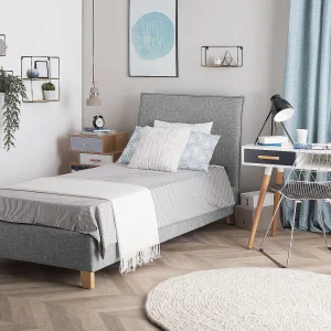 Bed stof grijs 90 x 200 cm SENNEZ Bed stof grijs 90 x 200 cm SENNEZ