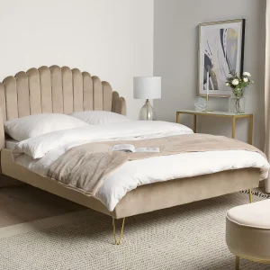 Bed Fluweel AMBILLOU 140 x 200 cm Taupe