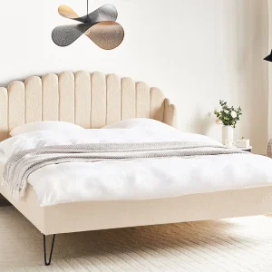 Bed Bouclé AMBILLOU 180 x 200 cm Beige