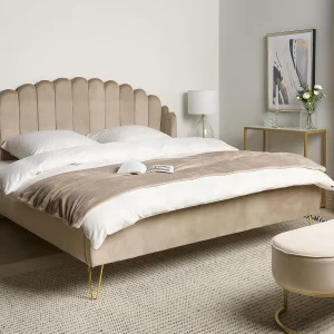 Bed Fluweel AMBILLOU 180 x 200 cm Taupe